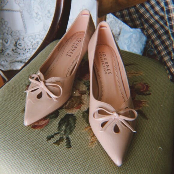 Journee Collection Shoes - Nude Pink Office Luxury Pump Heel - Size 9